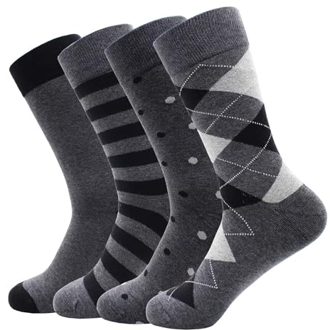 GLCMXMART Mens Grey Dress Socks Size 10-13, Cotton Crew Calf Sock