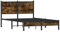 vidaXL Small Double Metal Bed Frame with Headboard/Metal Slats/Extra Storage - Smoked Oak, 120x190 cm, Bedroom Furniture