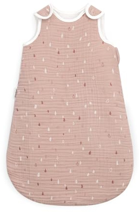 Ehrenkind® Musselin Babyschlafsack 2.5 TOG | 100% Bio-Baumwolle Rosé mit Tropfen | Baby Schlafsack | 86/92 | Oeko Tex zertifiziert