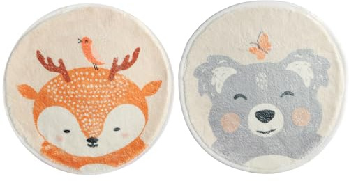 volumoon Pack of 2 Animal Seat Cushion for Kids,30cm Cute Cartoon Seat Cushion, Non Slip Seat Pads, Round Chair Cushion Pads, Cute Chair Pad,Plush Seat Pads for Children's Bedroom, Nursery, Home Decor