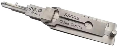 Qxiao SS002 Outil de crochetage pour serrure à double rainure Pro 2 en 1 Décodeur et outils de crochetage Lecteur de clé de voiture Kits de réparation et d'entretien multifonctionnels en acier