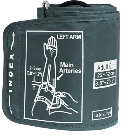 DONOONIS Tensiometre Brassard,22 à 52 cm de Remplacement Extra Large Confortable,Brassard Tensiometre Compatible la Plupart des Tensiomètres pour Adultes Aux Gros Bras(Gris Foncé)