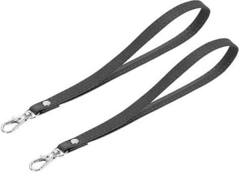 QUARKZMAN 2pz Cinturino da Polso, Cinturino Polso in Pelle PU Portachiavi di Ricambio per Custodia Telefono Chiavi Portafoglio Borsa, Nero