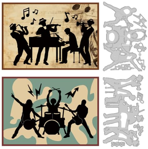 DELORIGIN Band Jazz Rock Cutting Dies Music Notes Card Making Die Stencil Metal Die Cuts Card Scrapbooking Embossing Template Dies for Greeting Cards Craft Paper Album Invitation Festive Decor