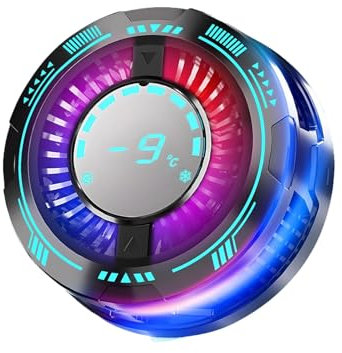 Cell Phone Cooling Pad, Semiconductor Cooling Fan Radiator with LED Display, 2.48x2.48x1.02 Inches Magnetic Heat Dissipation for Smartphones, Tablets, Home Streaming, Office, and Outdoor Use