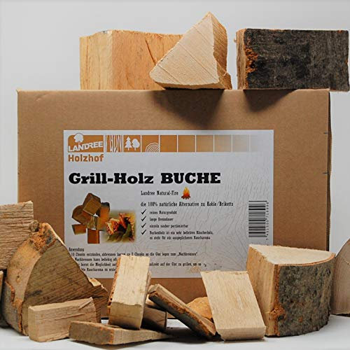 Landree® BBQ Grillholz Buche 3,5KG – die (saubere) Alternative zu Holzkohle oder Grillbriketts - sicher - ökologisch – aromaintensiv vom Holzhof aus Schleswig-Holstein