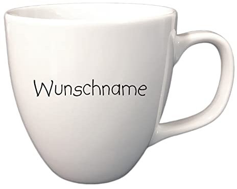 doriantrade Kaffeebecher Tasse Porzellan Kaffeetasse 400ml Weiß personalisierbar mit Wunschname Name Namen Geschirr personalisiert