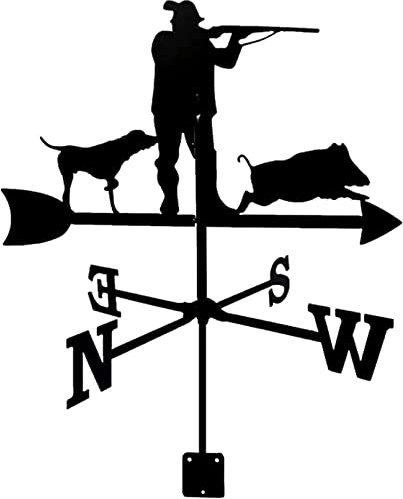 ANCHA Girouette de Chasse en Métal - Art en Fer pour Toit de Jardin Extérieur, Rotative, Accessoires de Décoration, Outil de Mesure pour la Maison