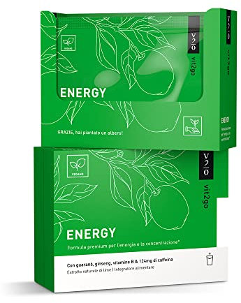 Vit2go ENERGY (10x)-Bevanda energetica naturale, caffeina (124mg), guaranà, taurina, integratore energizzante multivitaminico, multiminerale