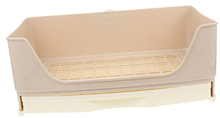 Hohopeti Bac à Litière pour Animaux De Compagnie Fonctionnel en Plastique Grand Format Beige pour Lapins, Cochons D’Inde Et Hamsters, Toilette Tiroir Pratique pour Usage Intérieur Et Extérieur