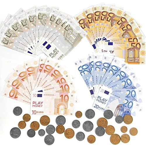 Spielgeld Kinder 72 Stück, Rollenspiel, Kinderspielzeug, für Rollenspiele, zum Rechnen und Lernen, Einkaufsladen Kinder