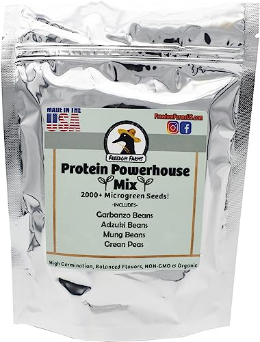 1 Pound Protein Bean Sprout Starter Seeds - 16 Servings per Bag - Organic NON-GMO - Includes Garbanzo, Adzuki, Mung, and Green Pea
