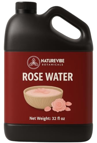 Naturevibe Botanicals Pure Rose Water Toner 32 oz Hydrating Facial Mist & Hair Spray | 100% Natural, Alcohol-Free Skin Care & Makeup Setting Spray