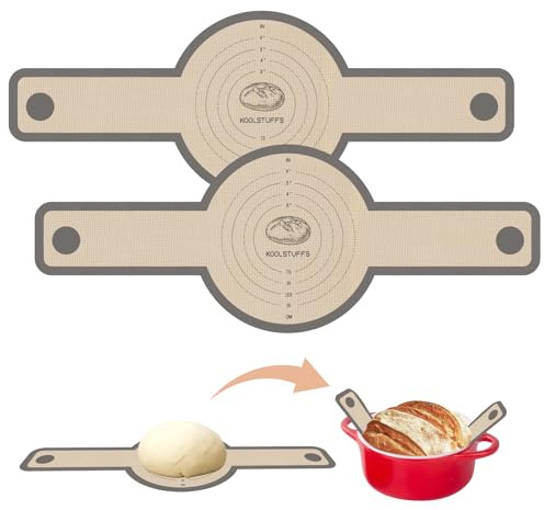 Koolstuffs Silicone Bread Sling for Dutch Oven, 2 PCS Non-Stick & Easy Clean Reusable Sourdough Mat, Sourdough Bread Baking Supplies, Tools ＆ Accessories