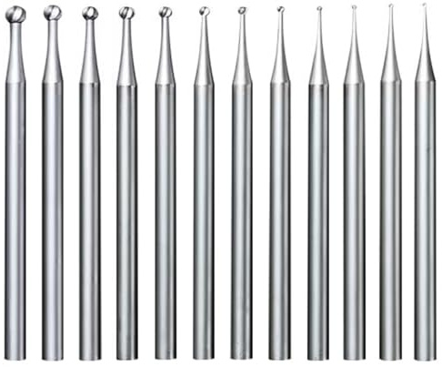 Luo ke 12 Pcs Round Ball Burr - 3/32'' Shank Jewelry Micro Engraving Burs Ball Shape Cutting Bits Lapidary Making Tools (004-020)