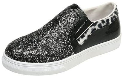 Zapatillas De Deporte De Estrella De Moda para Mujer Brillo Brillante Moda Brillante Casual Bling Lentejuelas Zapatos De Concierto Lona Acolchada Caminar para Boda Fiesta Club Nocturno