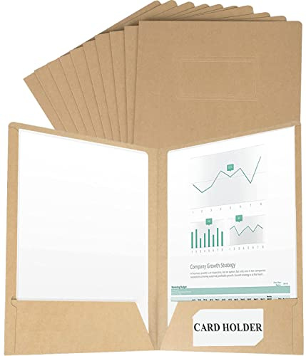 Lot de 10 A4 Chemise Cartonnée avec Pochettes Chemises à Projet en Papier Pochette à Rabat A4 Papier Kraft Dossier de Fichiers Porte Document Organisateur Chemises de Presentation Contrat Rapports