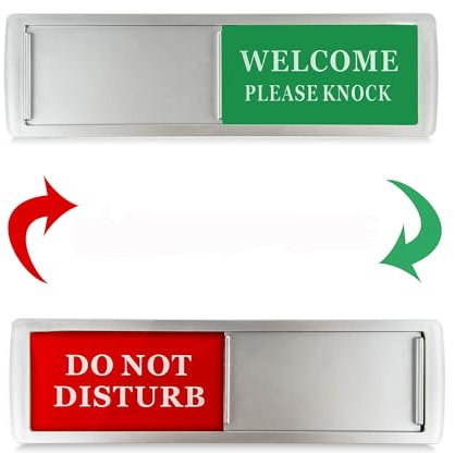 Do Not Disturb Door Sign and Welcome Please Knock Sign,Privacy Sign Sliding Door Sign, Office Door Sign Bathroom Door Sign Restroom Sign, 1 Pack (7 x 2 Inch)