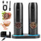 Set di 2 macinasale e pepe elettrico con base ricaricabile, macinaspezie con doppia stazione di ricarica, spazzola, luce LED bianca, macinazione automatica per barbecue, ristorante cucina