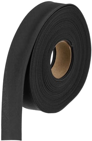 QUARKZMAN 25 mm bomullskyperband, bomullsband, kantband för sömnad, fållning, quiltning, kantning av handarbeten (svart, 10 yards)
