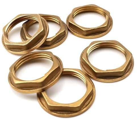 0XBIT G3/4 Écrou Blocage avec Bride, 6 Pièces 3/4 pouce BSP Écrou Arrière à Bride, Hexagonal Laiton Femelle Écrou Blocage, pour Robinets de Lavabo Salle de Bain Raccords de Plomberie