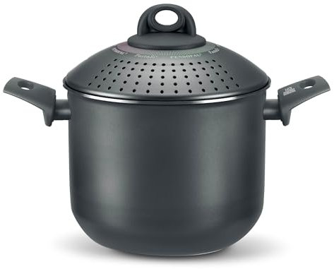 Pensofal Pentola PastaSì IQ Connect con coperchio colapasta 2 maniglie rivestimento Diamond alluminio antiaderente da induzione diametro 20 cm 5 litri