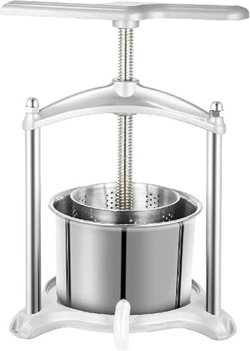LYJYUJIE Pressa del Vino, Spremiagrumi dell'Acciaio Inossidabile 3L, Pressa Manuale del Vino della Famiglia per Vinificazione, Frutta E Verdura Press~/