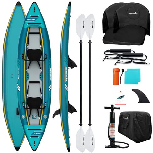 Abahub Kayak Gonflable 420cm 2 Personne 2 Place 420x89x23cm Bleu