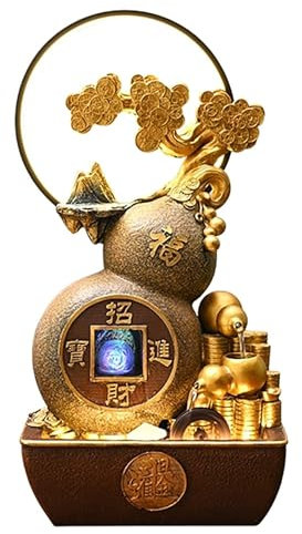 Fontana Zen Feng Shui con Albero dei Soldi e Ruota idraulica - Elegante Fontana da Tavolo per Interni per Soggiorno, Ufficio e Regalo