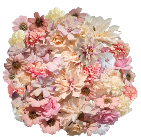 Wekuw Fiori Artificiali, 40 Pezzi Teste di Fiori Artificiali Decorazioni 5 Stili Mini Fiori Finti Seta Di Stoffa, per Decorazioni per La Casa Di Nozze Ghirlanda Scrapbooking (Rosa)