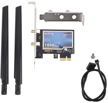 Fyearfly Tarjeta de red PCIE Bluetooth 5.3 AX1800 Dual Band PCIE WLAN adaptador 1800 Mbps WiFi 6 tarjeta 2.4 GHz / 5 GHz antena para PC de escritorio