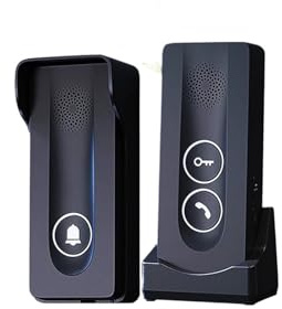 VEKELETE Timbre con intercomunicador de 1 km de Largo Alcance, Manos Libres, Audio bidireccional, desbloqueo Remoto, teléfono de Puerta Impermeable con Timbre(Black Kit)