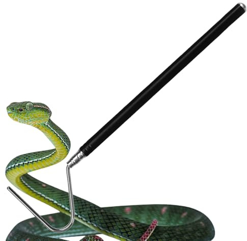 VBSYUYQ Gancio a serpente pieghevole, 19,6-66 cm, in acciaio inox, estensibile, strumento di cattura serpenti per piccoli e grandi serpenti, controllo e spostamento fino a 0,9 kg