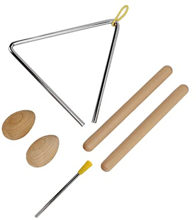 SPYMINNPOO Ensemble D'instruments de Percussion Triangulaire éducatif pour Enfants, Jouet Musical en Bois, Apprentissage Précoce