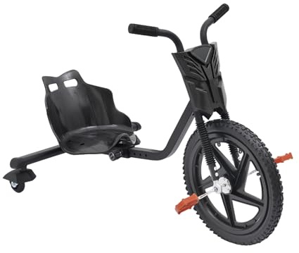 Drift Trike avec entraînement à pédale, Kart pouvant supporter jusqu'à 80 kg, trike pour adolescent, 4 vitesses, véhicule amusant avec construction stable à trois roues, véhicule glissant design