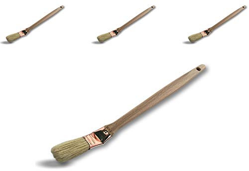 KIBROS 340P_20cx3 | Juego de 3 pinceles planos con cabeza acodada para pintura radiadores | Ancho 20 mm | Relleno de seda blanca | Virola cobre | Mango de madera | Esquinas persianas tubulares, bordes