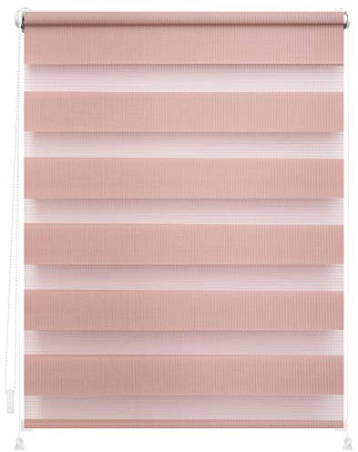 Lichtblick Doppelrollo ohne Bohren mit Verspannung, Trendfarben, stufenlos verstellbar, einfache Montage, für Fenster Altrosa, 45 cm x 150 cm (B x L)