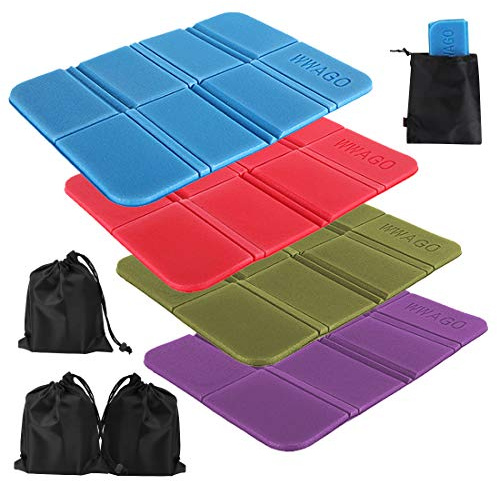 Faltbares Sitzkissen Outdoor, 4 Stück Thermal Sitzunterlage, Sitzkissen Wandern Wasserdicht Sitzmatte Spielplatz Matte Kinder für Garten Hiking Camping Picknick Wander (Lila Armee Grün Blau Rot)