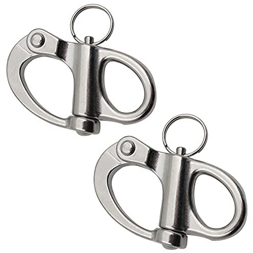 Grillete Giratorio de Acero Inoxidable Grillete a Presión Acero Inoxidable Gancho de Presión Grillete Gancho de Presión Fijo de Liberación para Remolques Furgonetas Camiones Barcos Marinos 2 Piezas