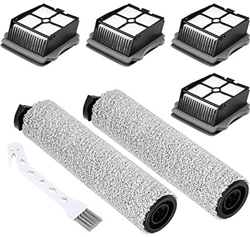 2+4 Pack iFloor 3/ S3 Brush Roller and HEPA Filter Set Compatible with Tineco iFloor 3/ Floor One S3 Cordless Vacuum Cleaner, 2 Pack Brush Rollers + 4 Pack Vacuum HEPA Filters