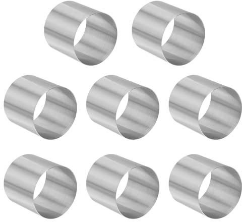 Housoutil Mini Cheesecake Mould, 8PCS Stainless Steel Mousse Rings,5 * 5 * 5cmRound Non Stick Cake Ring, 1.9in Crumpet Rings for Baking Mousse Cake Dessert