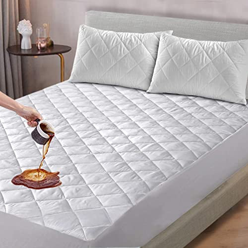 Cotton Comfort Bedding Waterproof Mattress Protector Double 4-Layer Quilted Double Mattress Protector 30cm Deep Pockets Ultra Soft Noiseless & Breathable Waterproof Mattress Cover