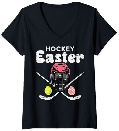 Damen Ostereier für Eishockey-Helm, für Herren, Jungen, Kinder T-Shirt mit V-Ausschnitt