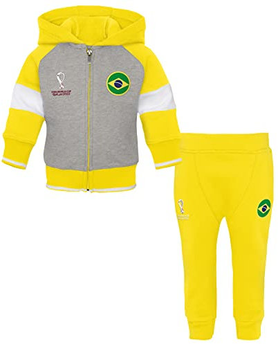 FIFA Unisex Baby Offizieller World Cup 2022 Kinderanzug – Brasilien, Gelb/Grau/Weiß, 3 Monate