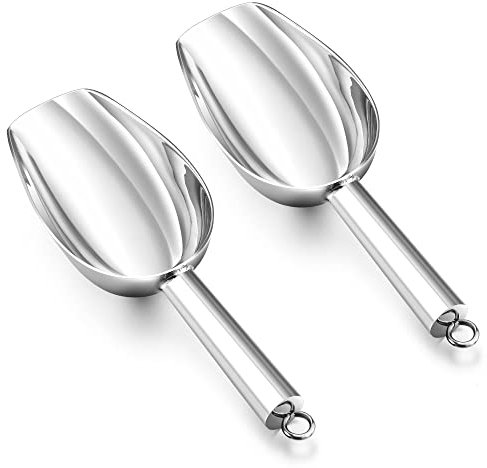 Herogo Mehlschaufel, Edelstahl Eisschaufel 2er-Set, kleine Abwiegeschaufel für Mehl Futter Kaffee Lebensmittel Süßigkeiten, Abfüllschaufel für Küche, Bar, Hochzeit, Buffet, Party, Spülmaschinenfest