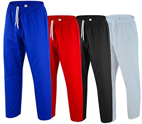 Regular Karate Pants 8oz Light Weight for MMA Martial Arts Kids Adults Unisex (Blue, 4)