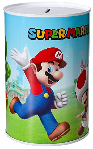Stor Super Mario Kids Money Sparschwein Münze Spardose Metallbox Jungen Mädchen, Mehrfarbig, M (07131)