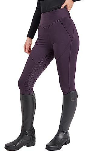 Riding Tights Equestrian Ladies High Line Full Seat Silicone Grip with Phone Pockets Horse Riding/Gym/Yoga Leggings Tights Breeches Equine (as8, Waist, Numeric_28, Regular, Regular, Blackcurrent)
