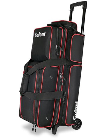 Goloni 3 Ball Bowlingtaschen mit Rollen – Rollbare Bowlingtasche für 3 Bälle & Zubehör – einziehbarer Griff ausziehbar auf 38