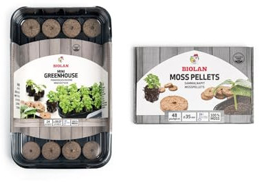 Biolan Anzucht Gewächshaus. Mini Gewächshaus Indoor. Pro Kit für 24 Saaten mit 48 stck Torf-freien quelltabletten. Ideal für zimmergewächshaus